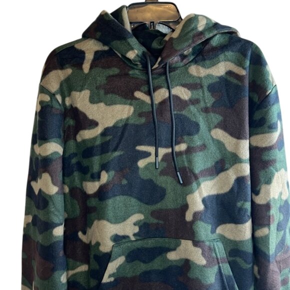 Lazer Lazer Men's Polar Fleece Pullover Hoodie Camo Green - Picture 2 of 5